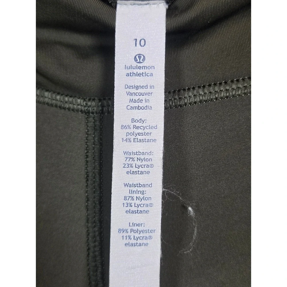 Lululemon Speed Up Low-Rise Short Dark Olive Green Running Womens 10 Inseam 2.5